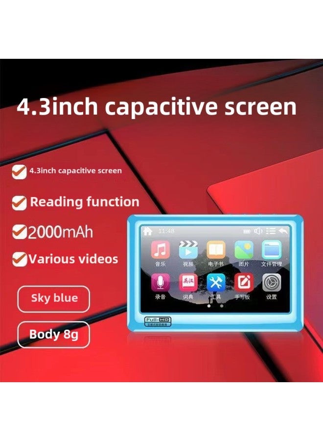 Touch Screen Multi-function 4.3 Inch Mp5 Player Card E-book Student English Walkman Full Wholesale-Body Color:Sea Blue Capacitive Screen [ 4.3inch ]-Memory Capacity:Built-in Host 8g All Accessories + 16g Memory Card  - Image 1