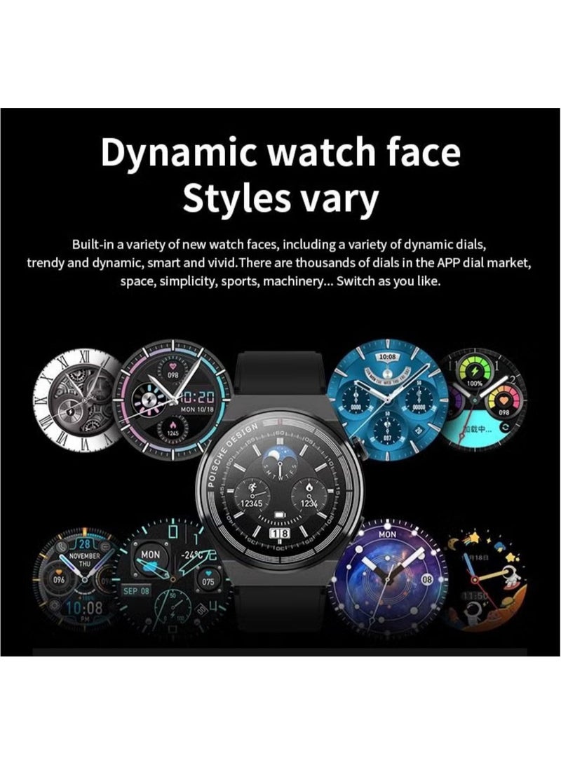 Porsche GT3 Max 1.45 Inch HD Full Screen Smart Watch with Three Set Strap and Wireless Charger for Men's and Boys  - Image 4