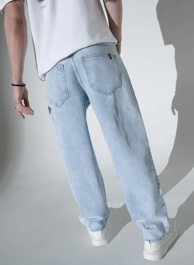 Hubberholme  Blue Relaxed Fit Jeans Solid design crafted from 100% Cotton with Button closure. for Men | Best Price UAE