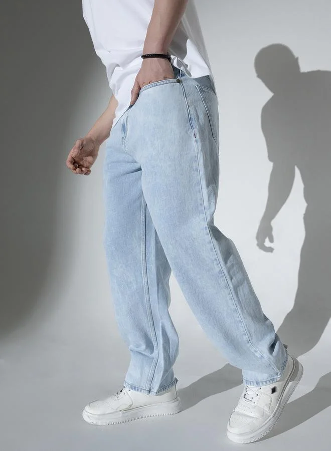 Hubberholme  Blue Relaxed Fit Jeans Solid design crafted from 100% Cotton with Button closure. for Men | Best Price UAE