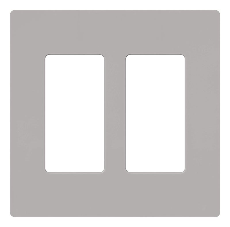 Lutron Claro Light Switch Cover Plate 2 Gang Wallplate for Decorator Light Switches Rocker Light Switch Cover Outlet Cover Screwless Switch Plate Cover Gloss CW2GR Gray