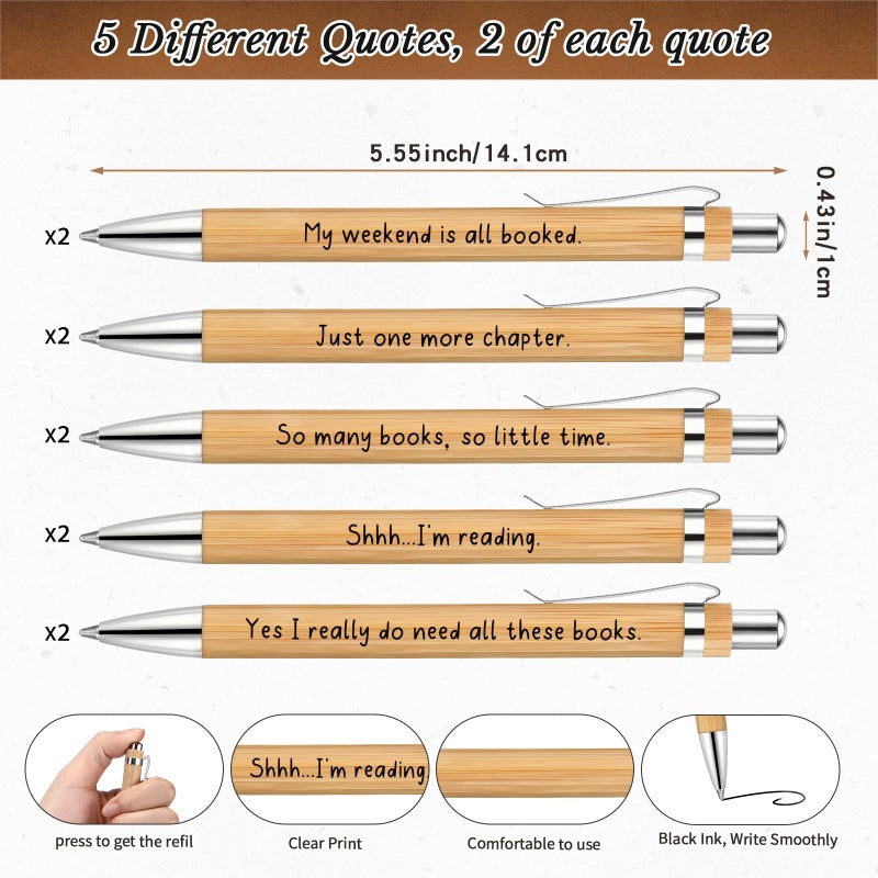 Resurhang 10 Sets Book Club Gifts Journal A6 Library Due Date Spiral Notebooks Planners with Bamboo Pens to Do List Reading Journals Gifts for Women Teacher Reader Student Librarian - Image 3