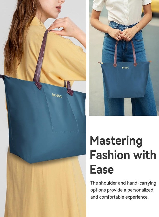 BOJLY Tote Bag for Women, 21 Liters Large Capacity Waterproof Tote Bag, Multi-Pocket Shoulder Bag, Suitable for Daily Travel, Work, Beach Shopping Bag Peacock Blue - Image 2