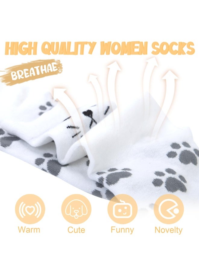 سانموجيد 5 أزواج من الجوارب القطنية، جوارب نسائية برسومات حيوانات لطيفة ومضحكة، هدايا عيد الميلاد للنساء - Image 2
