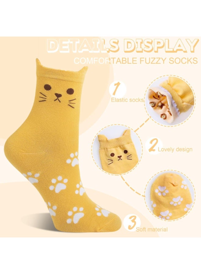 سانموجيد 5 أزواج من الجوارب القطنية، جوارب نسائية برسومات حيوانات لطيفة ومضحكة، هدايا عيد الميلاد للنساء - Image 5
