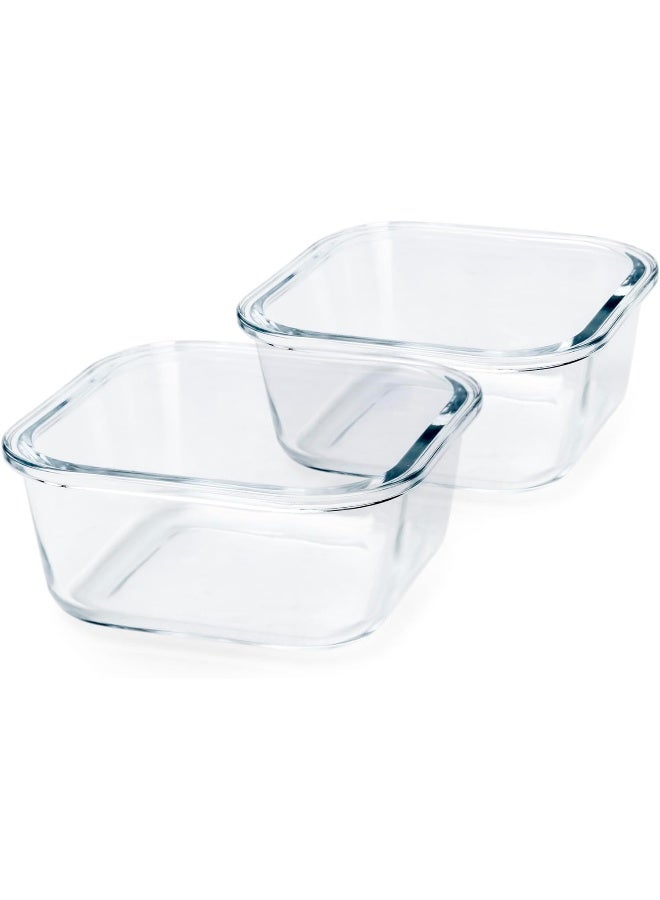 موندكس طقم حفظ طعام مكون من قطعتين (زجاج بوروسيليكات) — حاويات تخزين وطقم علب غداء مزودة بفتحات تهوية — سعة 500 مل و800 مل، مع فتحات تهوية آمنة وقابلة للفتح، وحلقات إغلاق من السيليكون، وأغطية بلاستيكية. - Image 3