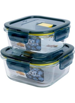 Mondex 2Pieces  Borosilicate Glass Food Saver Set Food Storage Container Lunchbox Set With Vent - 500Ml And 803Ml Capacity, Openable And Secure Air Vents, Silicone Seals, Plastic Lids  - Image 2