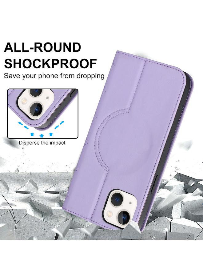 S-TOP Case For iPhone 14 Rhombic MagSafe RFID Anti-Theft Wallet Leather Phone Case - Image 3