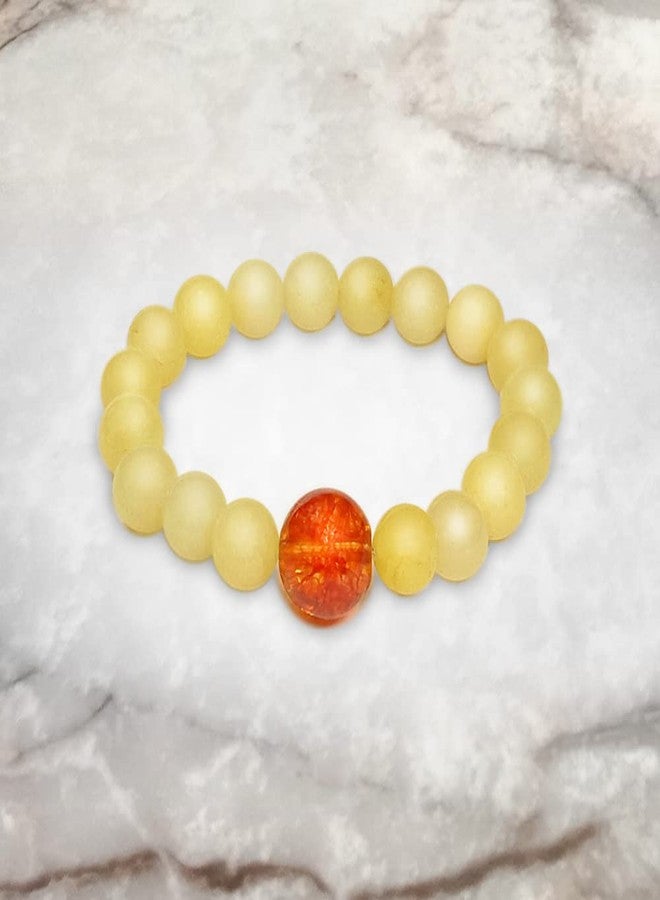 Chitshakti Yellow Calcite Precious Stone Bracelet for Women, Men | Crystal with Healing Benefits - 18 Beads - Image 3