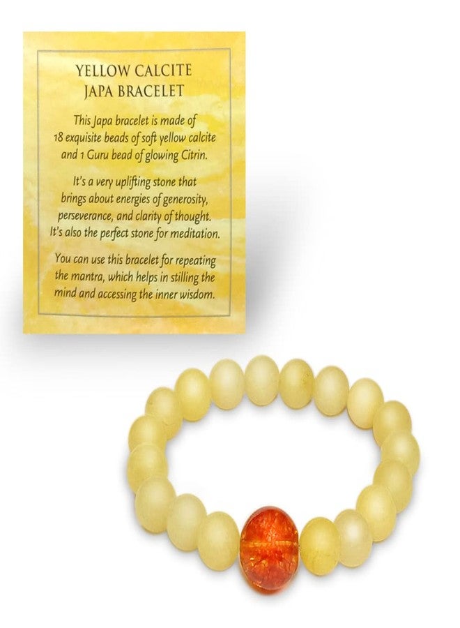 Chitshakti Yellow Calcite Precious Stone Bracelet for Women, Men | Crystal with Healing Benefits - 18 Beads - Image 4