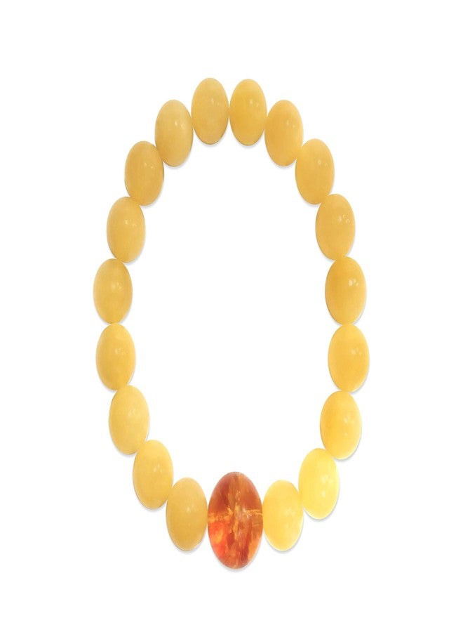 Chitshakti Yellow Calcite Precious Stone Bracelet for Women, Men | Crystal with Healing Benefits - 18 Beads - Image 1