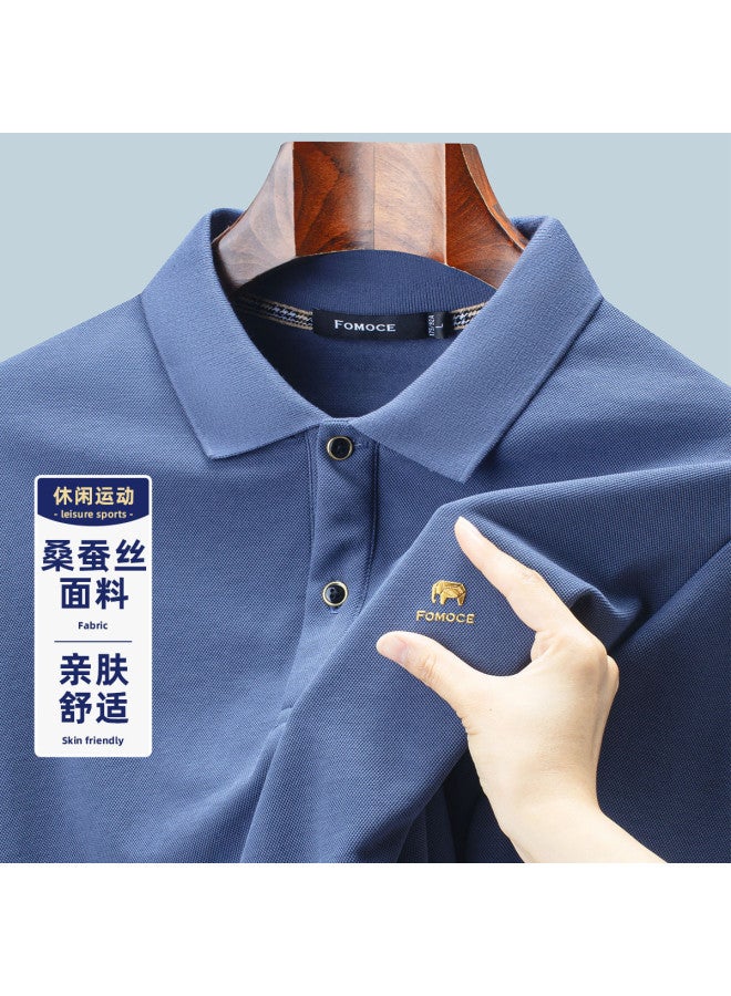 Fomoce spring Light Business Men's Long-sleeve Polo Shirt Breathable T-shirt - Image 2