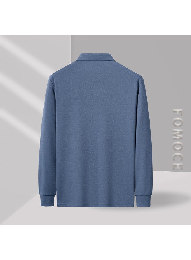 Fomoce spring Light Business Men's Long-sleeve Polo Shirt Breathable T-shirt - Image 5