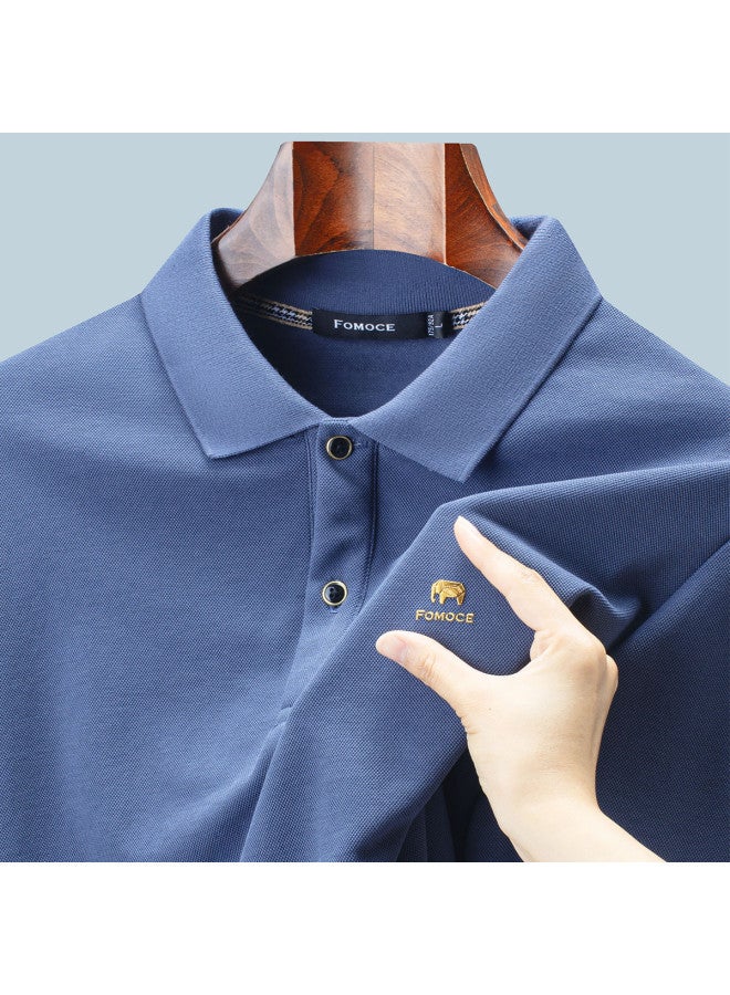Fomoce spring Light Business Men's Long-sleeve Polo Shirt Breathable T-shirt - Image 3