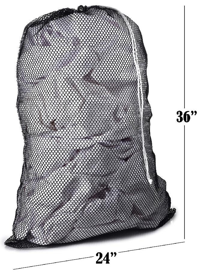 Handy Laundry Commercial Mesh Laundry Bag - Sturdy Mesh Material with Drawstring Closure. Ideal Machine Washable Mesh Laundry Bag for Factories, College, Dorm and Apartment Dwellers. (24" x 36" | Black | 2-Pack) 