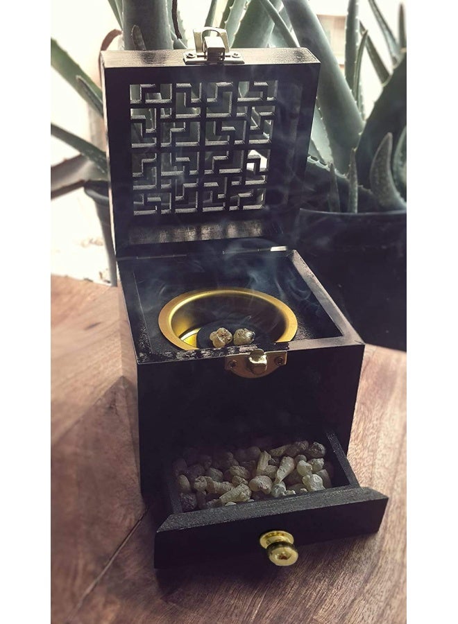 Store Wooden Incense Burner Resin Holder - Black  - Image 3