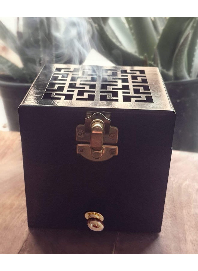 Store Wooden Incense Burner Resin Holder - Black  - Image 2
