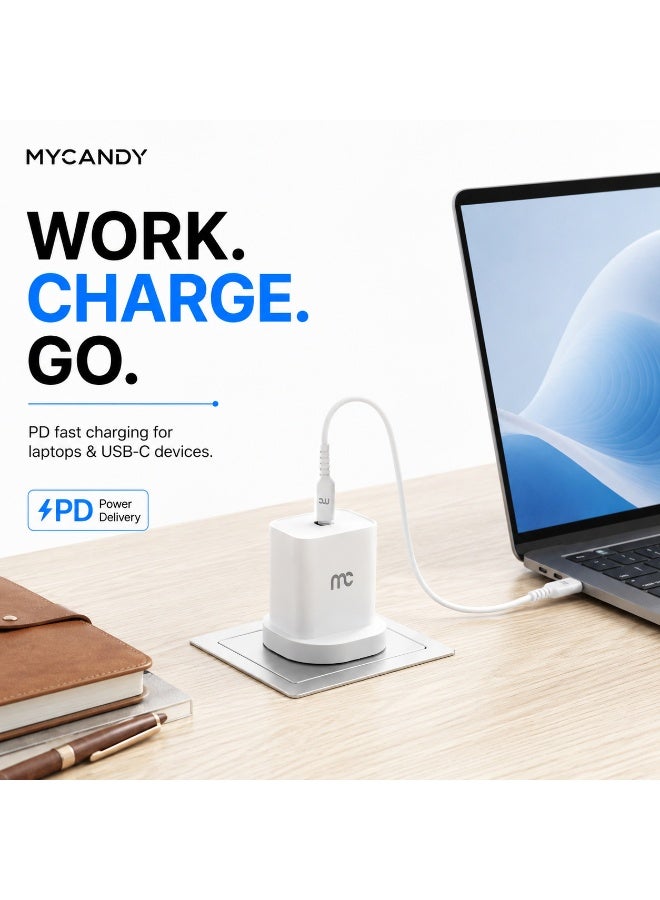 MYCANDY Tc-D33 33W Usb-C Pd Fast Wall Charger For Iphone, Samsung & Usb-C Devices, White White - Image 4