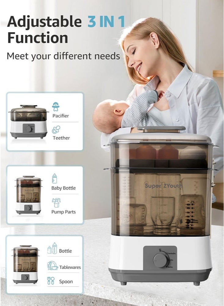 Super ZYouth Bottle Sterilizer and Dryer, Electric Steam Baby Bottle Sterilizer for Baby Bottles, Pacifiers and Breast Pump Parts, Large Capacity, 72-Hour Sterile Storage - Image 2
