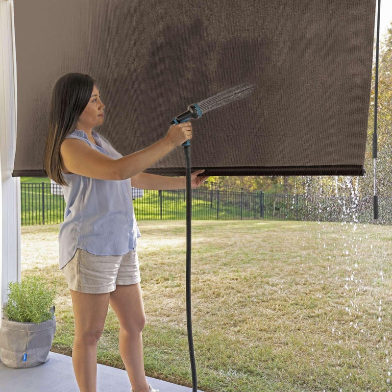 Coolaroo Outdoor Roller Shade with Wand - 90% UV Block Breathable Light Filtering Shade for Patio or Porch, Fade-Resistant, Easy-Clean Fabric, 6ft x 6ft, Mocha - Image 4