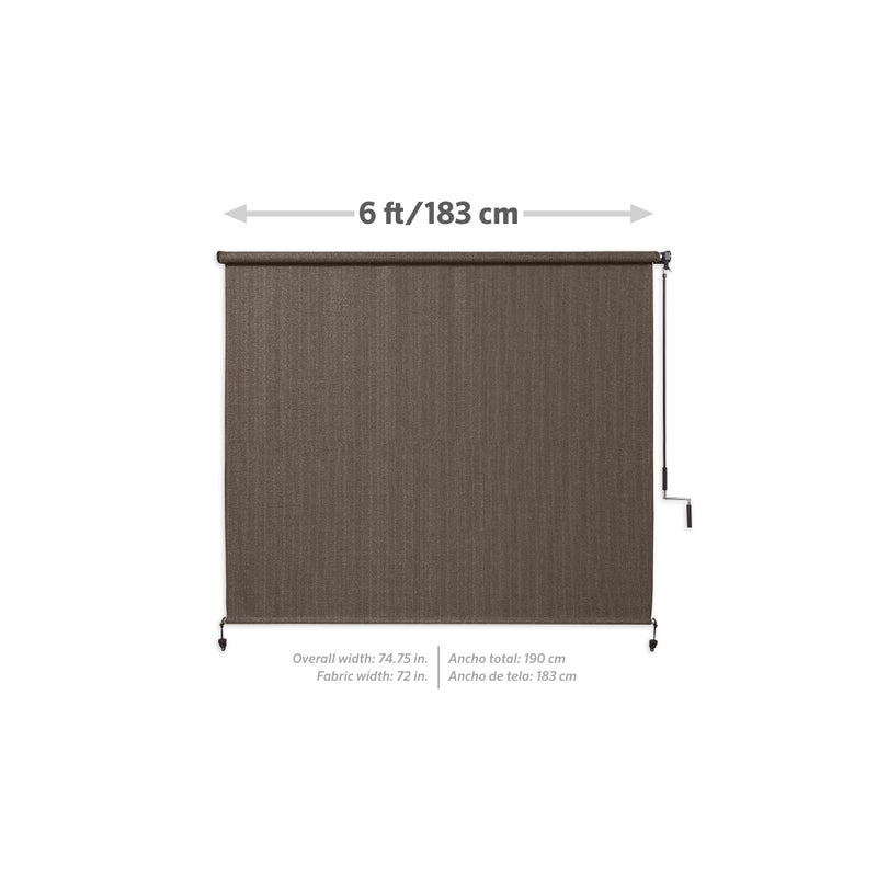 Coolaroo Outdoor Roller Shade with Wand - 90% UV Block Breathable Light Filtering Shade for Patio or Porch, Fade-Resistant, Easy-Clean Fabric, 6ft x 6ft, Mocha - Image 5