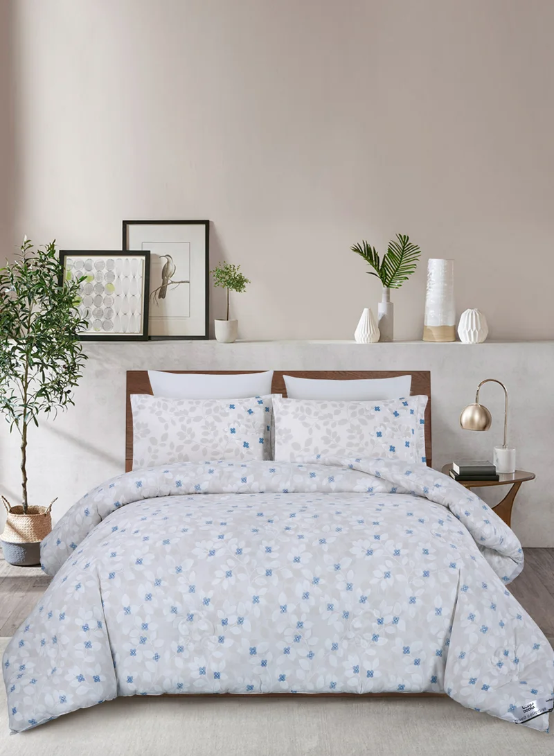 Donetella Bedding Comforter Set King Size, 6-Pcs Bed Set Fits 200x200 Cms -Printed Bedding Set-All Season- Brushed Microfiber (طقم مفرش سرير فندقي)