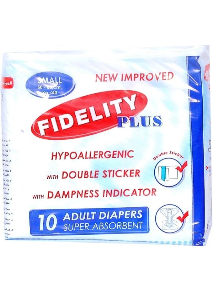 Fidelity Adult Diapers SMALL size 10'S (50-80 cm) - Image 1