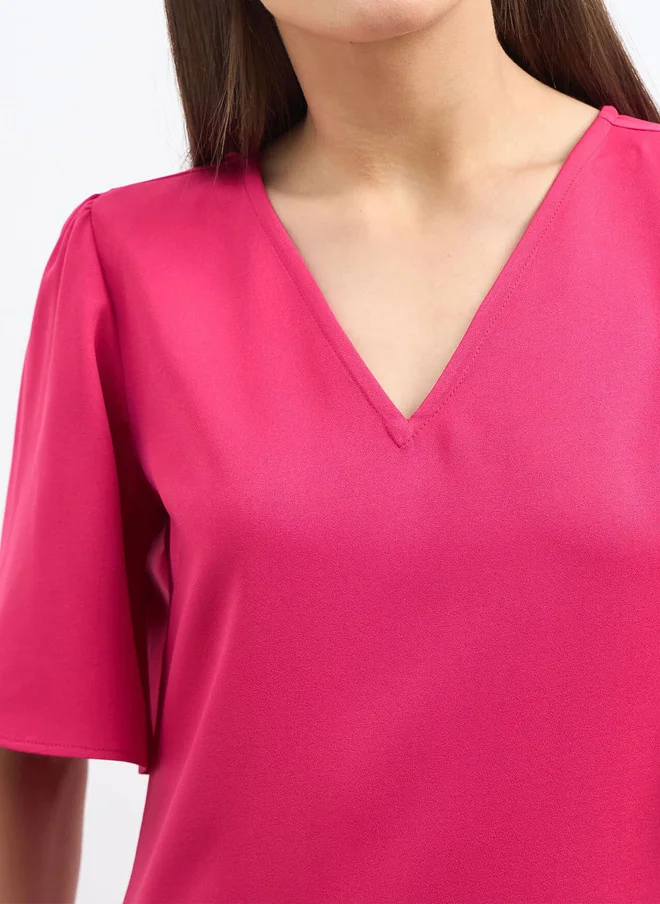 Salt Attire SALT ATTIRE Flared Sleeves Crepe Formal A-Line Dress