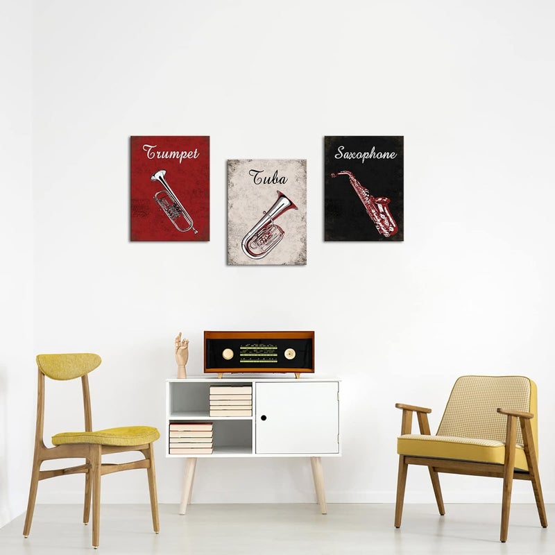 RnnJoile 3 Piece Musical Instruments Canvas Wall Art - Image 2