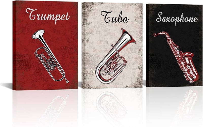 RnnJoile 3 Piece Musical Instruments Canvas Wall Art - Image 1