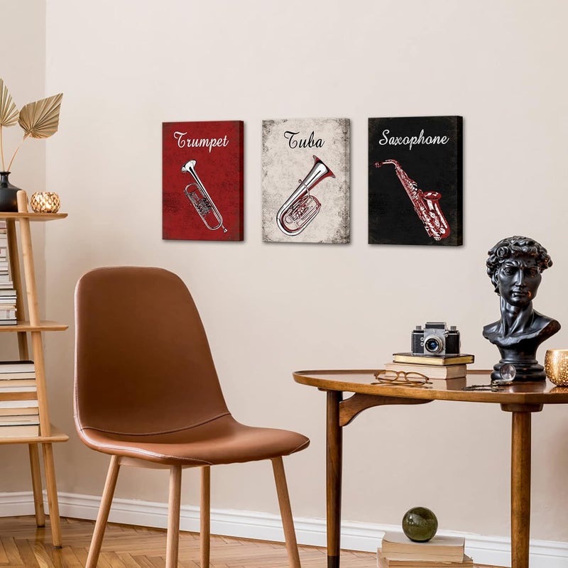 RnnJoile 3 Piece Musical Instruments Canvas Wall Art - Image 3
