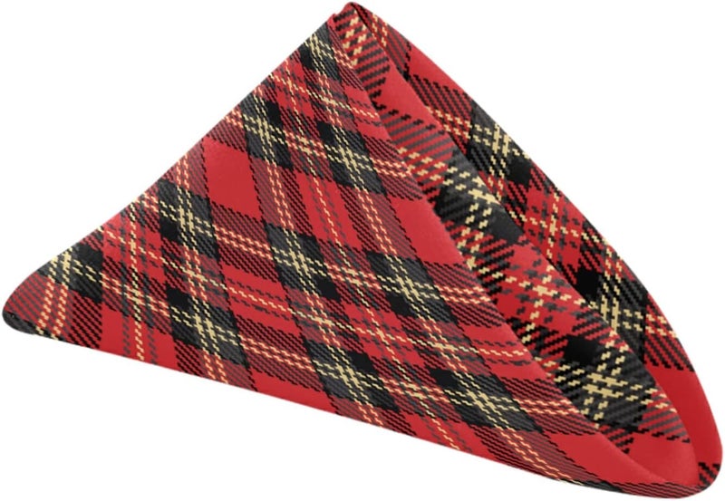 ZzWwR Tartan Check Christmas Plaid Cloth Napkins Set of 6 Soft  Comfortable Polyester Dinner Napkins for Family House Restaurant Weddings Parties g266488835p381c416s789 10x10In - Image 2
