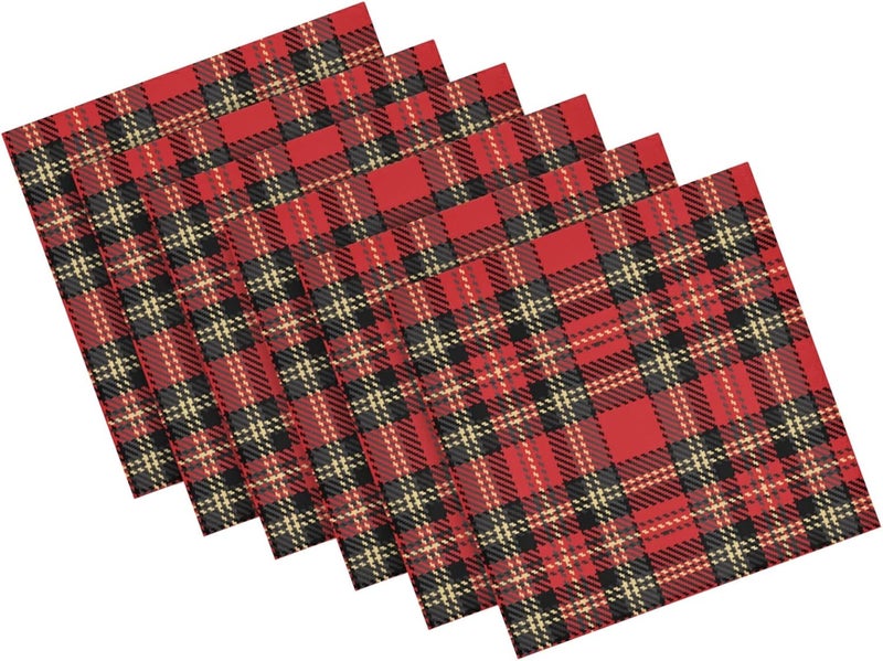 ZzWwR Tartan Check Christmas Plaid Cloth Napkins Set of 6 Soft  Comfortable Polyester Dinner Napkins for Family House Restaurant Weddings Parties g266488835p381c416s789 10x10In - Image 1
