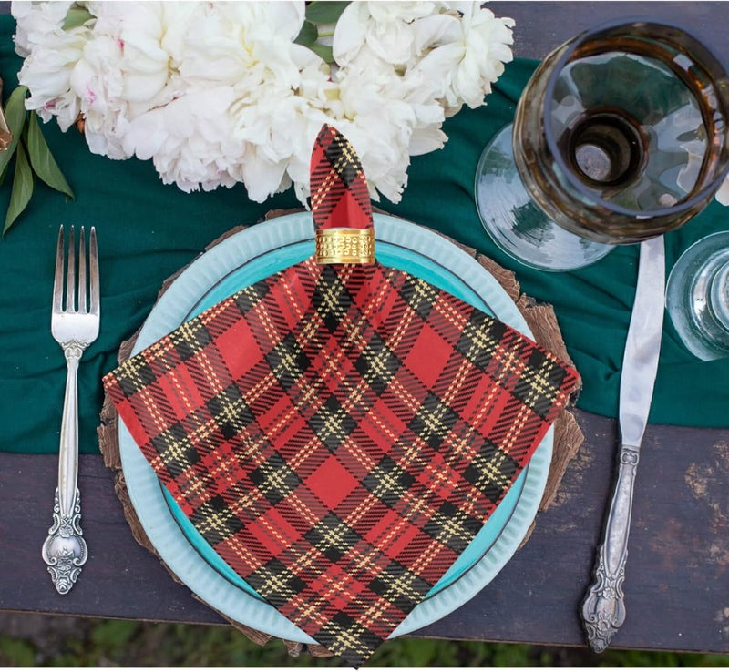 ZzWwR Tartan Check Christmas Plaid Cloth Napkins Set of 6 Soft  Comfortable Polyester Dinner Napkins for Family House Restaurant Weddings Parties g266488835p381c416s789 10x10In - Image 5