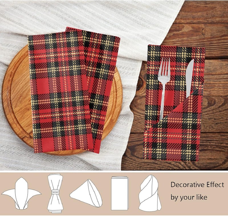 ZzWwR Tartan Check Christmas Plaid Cloth Napkins Set of 6 Soft  Comfortable Polyester Dinner Napkins for Family House Restaurant Weddings Parties g266488835p381c416s789 10x10In - Image 4