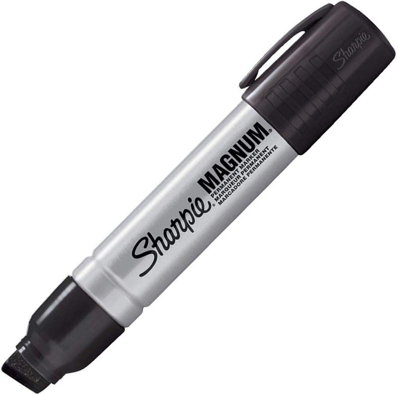 Sharpie 44001 Oversized Chisel Tip Extra Wide Magnum Permanent Marker 2 Boxes Black Sturdy Extrawide Felt Chisel Tip Quickdrying Ink is Fadeand WaterResistant 12 Marker Per Box