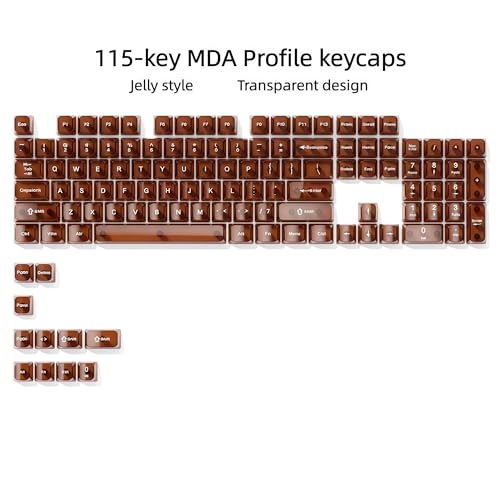 dagaladoo Brown Clear keycaps,Crystal Transparent keycaps 60 75 100 Percent,Ceramic Jelly Key caps Set,Shine Through Key caps,MDA Profile Keyboard Key Cap for Mx Switches Mechanical Keyboard - Image 2