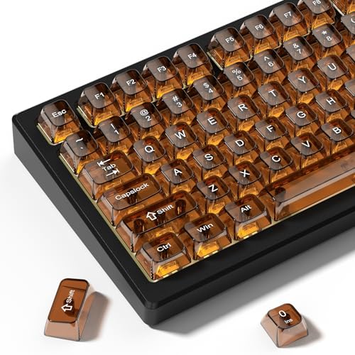 dagaladoo Brown Clear keycaps,Crystal Transparent keycaps 60 75 100 Percent,Ceramic Jelly Key caps Set,Shine Through Key caps,MDA Profile Keyboard Key Cap for Mx Switches Mechanical Keyboard - Image 1