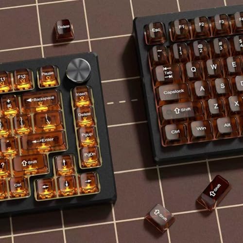 dagaladoo Brown Clear keycaps,Crystal Transparent keycaps 60 75 100 Percent,Ceramic Jelly Key caps Set,Shine Through Key caps,MDA Profile Keyboard Key Cap for Mx Switches Mechanical Keyboard - Image 3