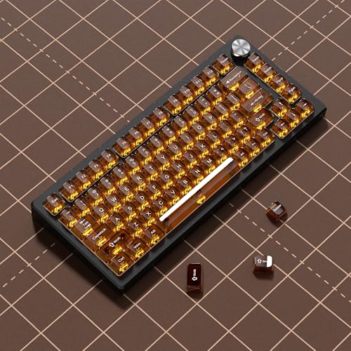 dagaladoo Brown Clear keycaps,Crystal Transparent keycaps 60 75 100 Percent,Ceramic Jelly Key caps Set,Shine Through Key caps,MDA Profile Keyboard Key Cap for Mx Switches Mechanical Keyboard - Image 4