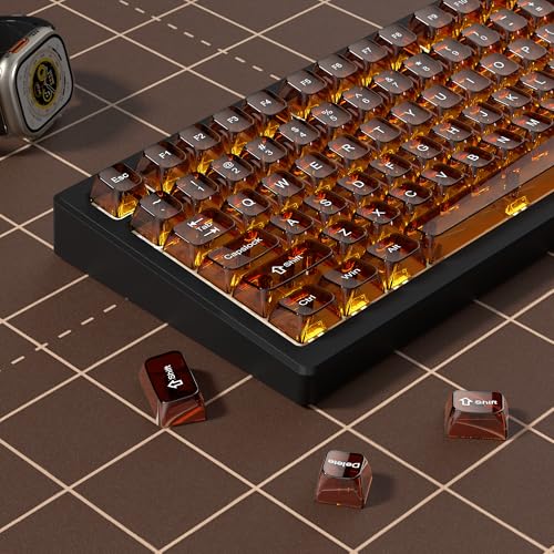 dagaladoo Brown Clear keycaps,Crystal Transparent keycaps 60 75 100 Percent,Ceramic Jelly Key caps Set,Shine Through Key caps,MDA Profile Keyboard Key Cap for Mx Switches Mechanical Keyboard - Image 5