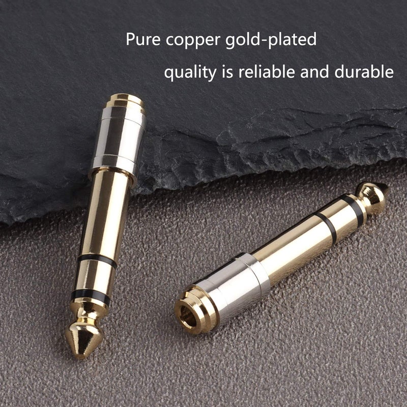 PASOW 1/4'' Male to 1/8'' Female Stereo Headphone Adapter 6.35mm to 3.5mm Audio Adapter Pure Copper for Headphone, Amplifier, Guitar, 2 Pack - Image 4