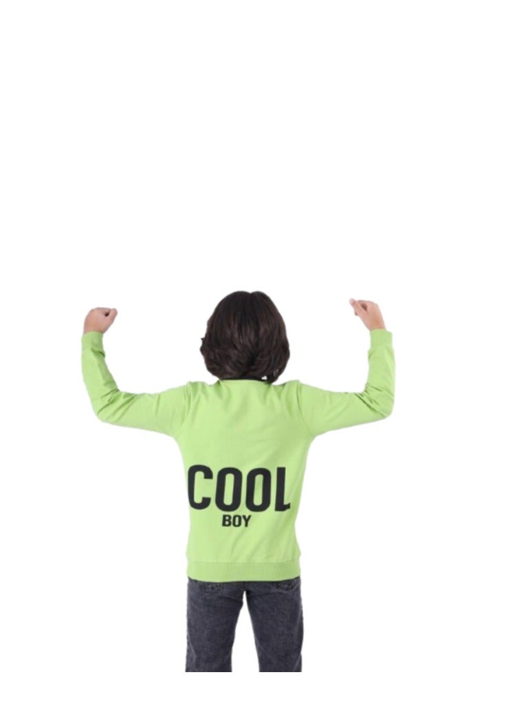 Boys' set, green T-shirt and gray jeans  - Image 2