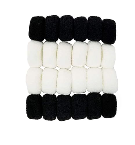 Generic Glam Shopperz Thick Rubberband Black and White Elastic Hair Bands Soft Ponytail Holders Pack of 12  - Image 1
