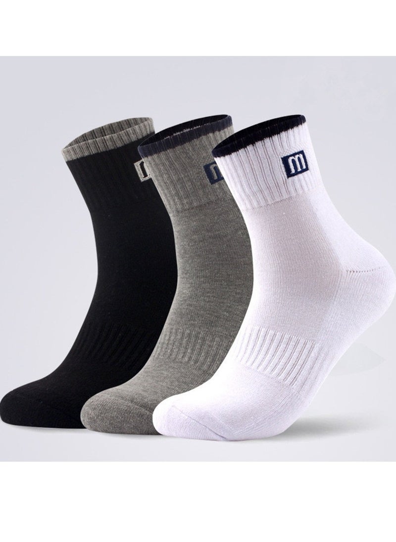 General Basketball Socks, Men's Sports Socks Thickened Mid Tube Badminton Socks Running Socks Outdoor Elite Socks, Sweat Absorbing Non-Slip Basketball Socks for Teens and Adults (3 Pairs)  - Image 1
