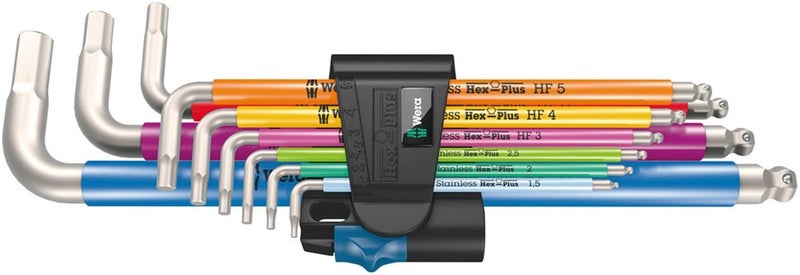 Wera Wera - 05022699001 - L-Key Set, 3950/9 Hex-Plus Multicolour HF Stainless 1 L-Key Set, Metric, Stainless Steel, with Holding Function, 9 Pieces 
