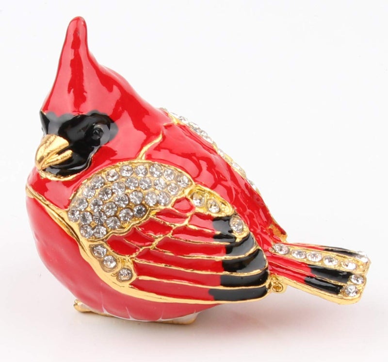 SEVENBEES Cardinal Bird Trinket Box Metal Enameled Animal Figurines Collectable Wedding Jewelry Ring Holder Organizer - Mothers Day Gifts - Image 1