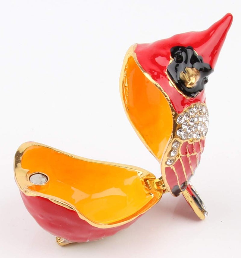 SEVENBEES Cardinal Bird Trinket Box Metal Enameled Animal Figurines Collectable Wedding Jewelry Ring Holder Organizer - Mothers Day Gifts - Image 4