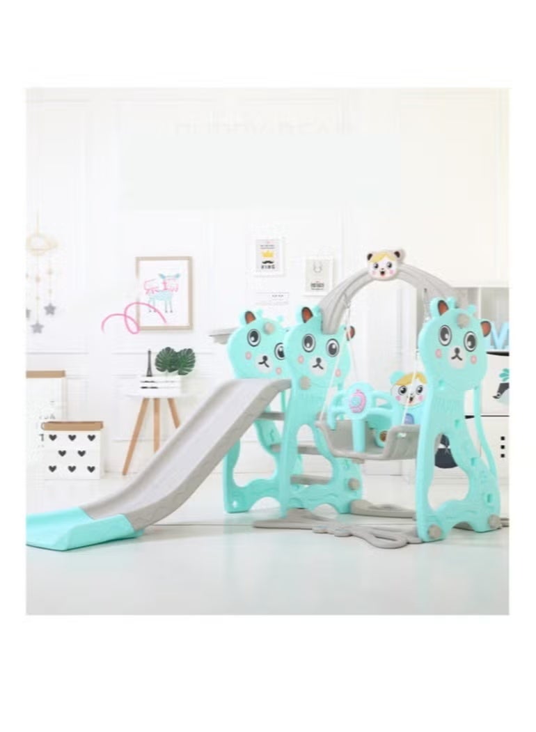 فول جوي مجموعة زحليقة وأرجوحة مع حلقة كرة سلة 3*1 للأطفال،مجموعة ملعب داخلي وخارجي للأطفال الصغار،مجموعة ألعاب تسلق للأطفال - Image 1