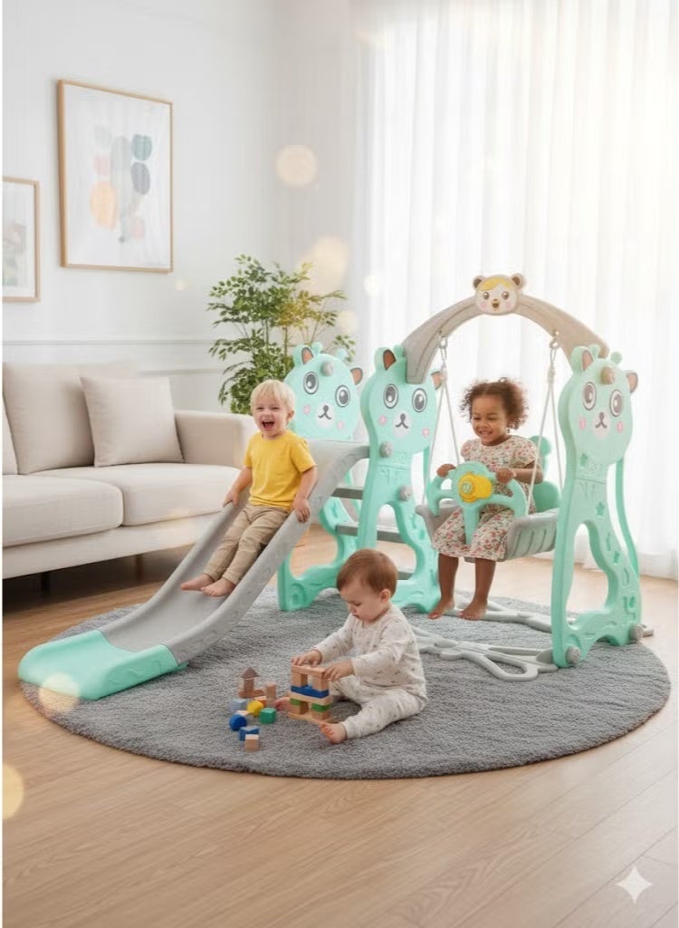 فول جوي مجموعة زحليقة وأرجوحة مع حلقة كرة سلة 3*1 للأطفال،مجموعة ملعب داخلي وخارجي للأطفال الصغار،مجموعة ألعاب تسلق للأطفال - Image 5